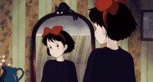 kiki aesthetic mirror checking out animation