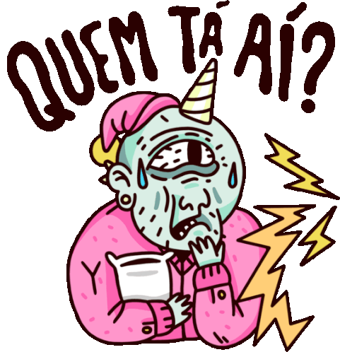 Scared Ogre Asks Who'S There In Portuguese Sticker - Grownup Ogre Scared Afraid Stickers