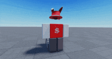 a 3d model of a person wearing a red hat and a red shirt with a dollar sign on it
