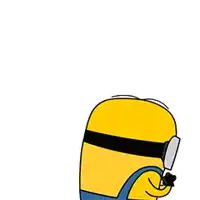 a cartoon of a minion with glasses and a smiley face .