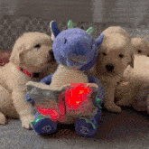 a stuffed animal reading a book called a dragon fairy tale