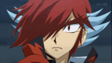 beyblade serious face red haired