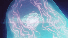 a computer generated image of a glowing object in the middle of a blue background