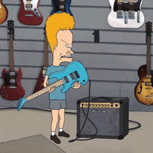 Kick The Guitar Amplifier Beavis GIF - Kick The Guitar Amplifier Beavis Mike Judge'S Beavis And Butt-head GIFs
