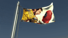 a flag with wolverine and deadpool on it flying in the wind