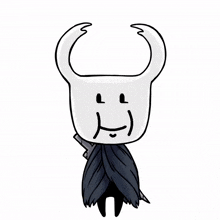 a cartoon drawing of a knight with horns and a black cape