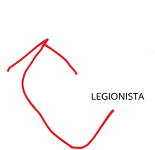 a drawing of a red line with the word legionista below it