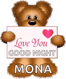 love hearts bear message good night
