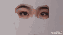 a person is painting a woman 's eyebrows with a brush ..
