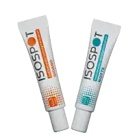 two tubes of isospot are next to each other on a white background