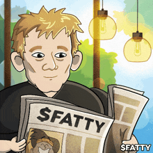 a cartoon of a man reading a newspaper that says $ fatty