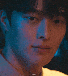 a close up of a man 's face with the name annejj on the bottom right