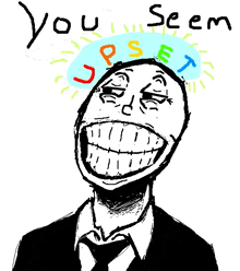 a drawing of a man in a suit and tie with the words you seem written above him