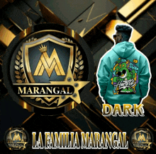 a man wearing a green hoodie with the word dark on the bottom