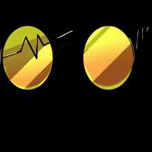 a pair of yellow sunglasses with a black rim