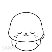 a cartoon drawing of a seal with stars around it and the word sappy below it