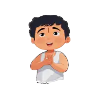 a cartoon of a boy with a red circle on his forehead