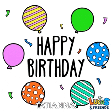 a birthday card with balloons and the words happy birthday