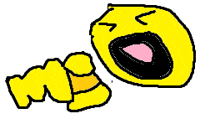 a drawing of a yellow smiley face with a pink tongue sticking out and the word me below it