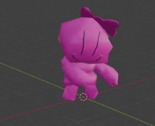a 3d model of a pink cartoon character with a bow on its head