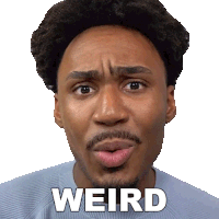 a man with a beard is making a funny face and the word weird is above him