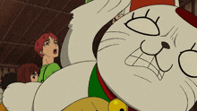a cartoon drawing of a cat with a huge mouth