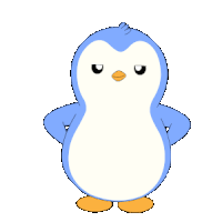 a blue and white penguin is standing in front of the words perfect