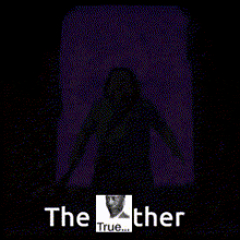 a black and white photo of a man with the words " the other true " written below it
