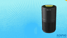 renpho air purifier on a blue background with rays