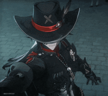 a man in a cowboy hat holds a gun in his hand