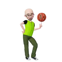 a cartoon character is holding a basketball in his right hand