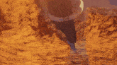 a cartoon character with green hair is kneeling down in the dirt