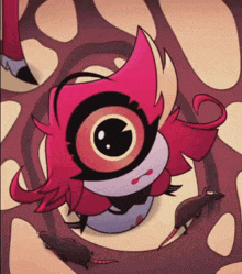 a cartoon character with a large eye surrounded by mice