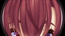 a close up of a person 's face with purple eyes