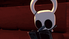 a cartoon of a knight reading a book with a feather in his mouth