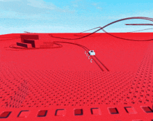 a computer generated image of a roller coaster with a blue sky in the background