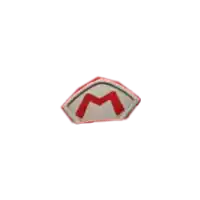 a badge with a red m on it