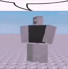 a cartoon character with a smiley face is standing in front of a speech bubble .