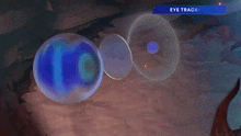 a blue sign that says eye tracking is above a blue circle