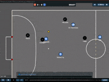 a screenshot of a soccer game with the words blue scores