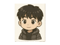 a cartoon drawing of a boy wearing a jacket and smiling