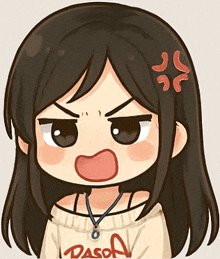 a cartoon of a girl wearing a dasoa sweater