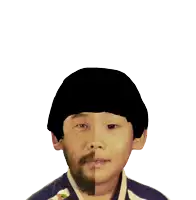a drawing of a child with half a beard