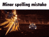 a video game character with the words minor spelling mistake above it