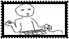 a black and white drawing of a person laying on the floor holding a rope .