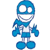 a blue background with a blurred image of a bottle of milk