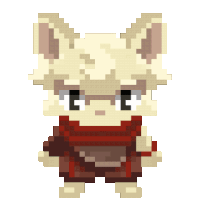 a pixel art drawing of a rabbit with a scarf around its neck