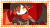 a cartoon character with red hair and a scarf around her neck is on a stamp .