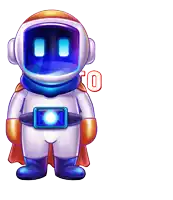 a nasa 4d logo with a cartoon astronaut holding a light