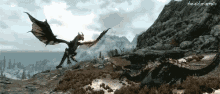 Dragon Vs Dragon - The Elder Scrolls V: Skyrim GIF - Skyrim Dragon Fire GIFs